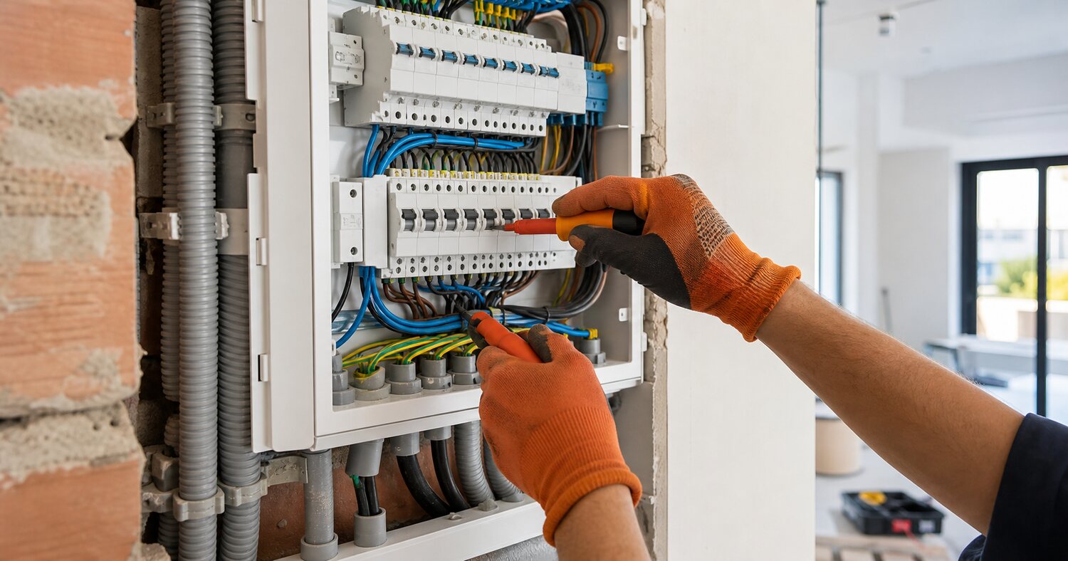 Quadro elétrico organizado em instalação profissional